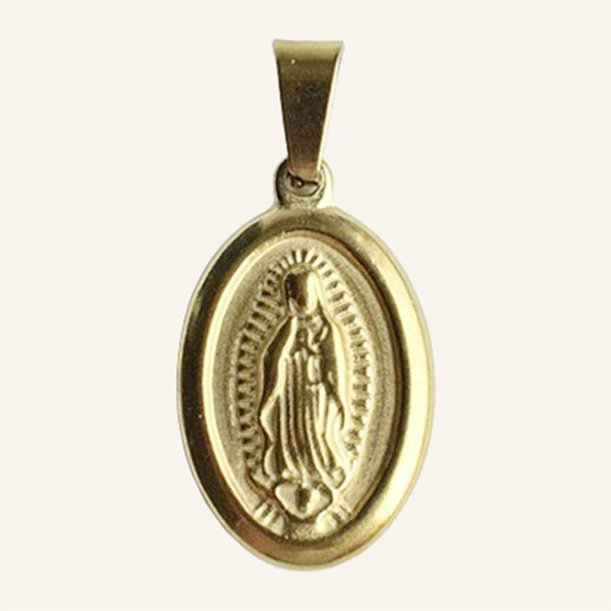 Medalla ovalada clásica de la Virgen de Guadalupe, regalo de bautizo.