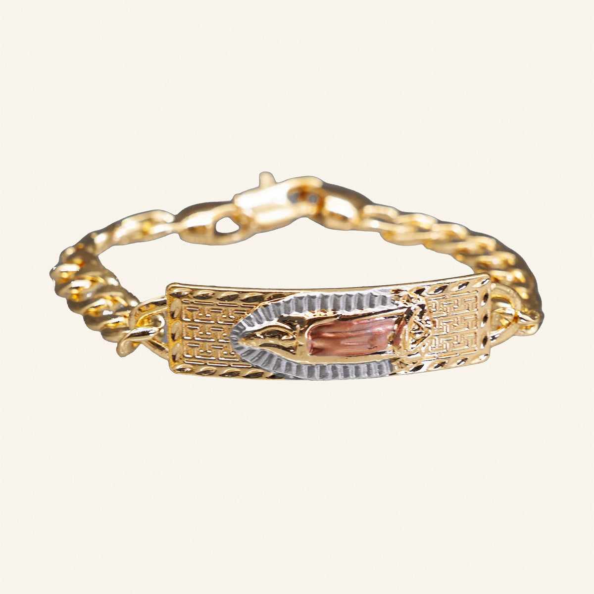 Esclava de la Virgen de Guadalupe con cadena cubana, tres tonos.