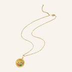 Floating Stones Glass Pendant Necklace – Gold Frame, Fine Chain