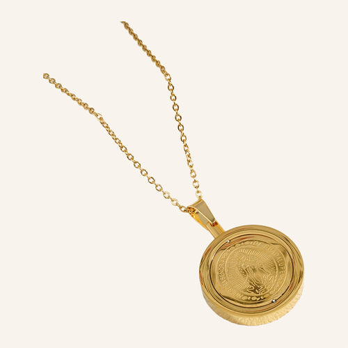 Floating Stones Glass Pendant Necklace – Gold Frame, Fine Chain – 2