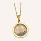Floating Stones Glass Pendant Necklace – Gold Frame, Fine Chain – 3