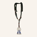Rear-View Mirror Rosary – Dark Beads, Virgen María Medal