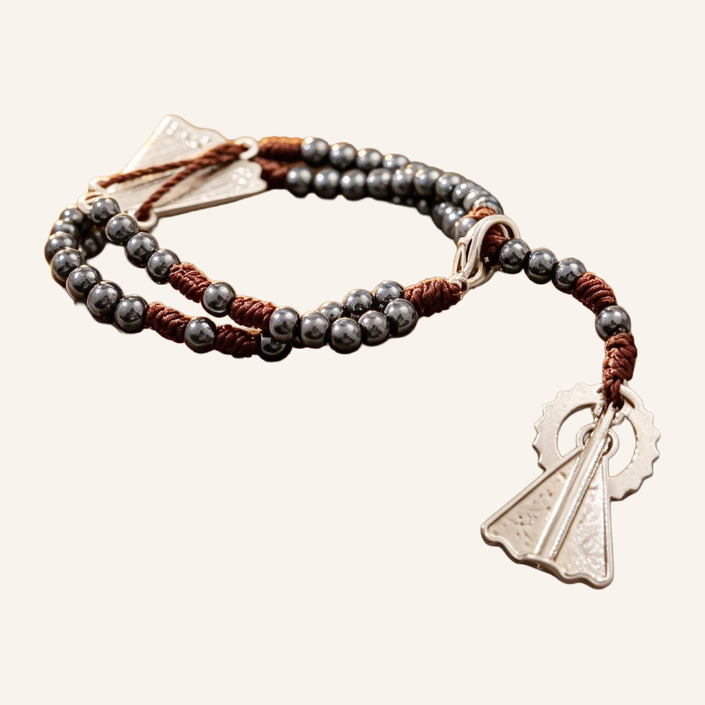 Rear-View Mirror Rosary – Dark Beads, Virgen María Medal – 4