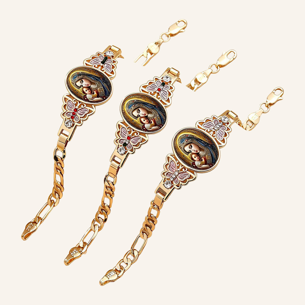 Virgen de Guadalupe Butterfly Bracelet – Color Image, Figaro Links – 3