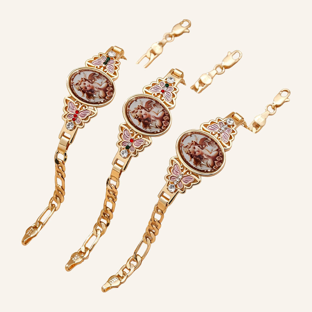 Virgen de Guadalupe Butterfly Bracelet – Color Image, Figaro Links – 2