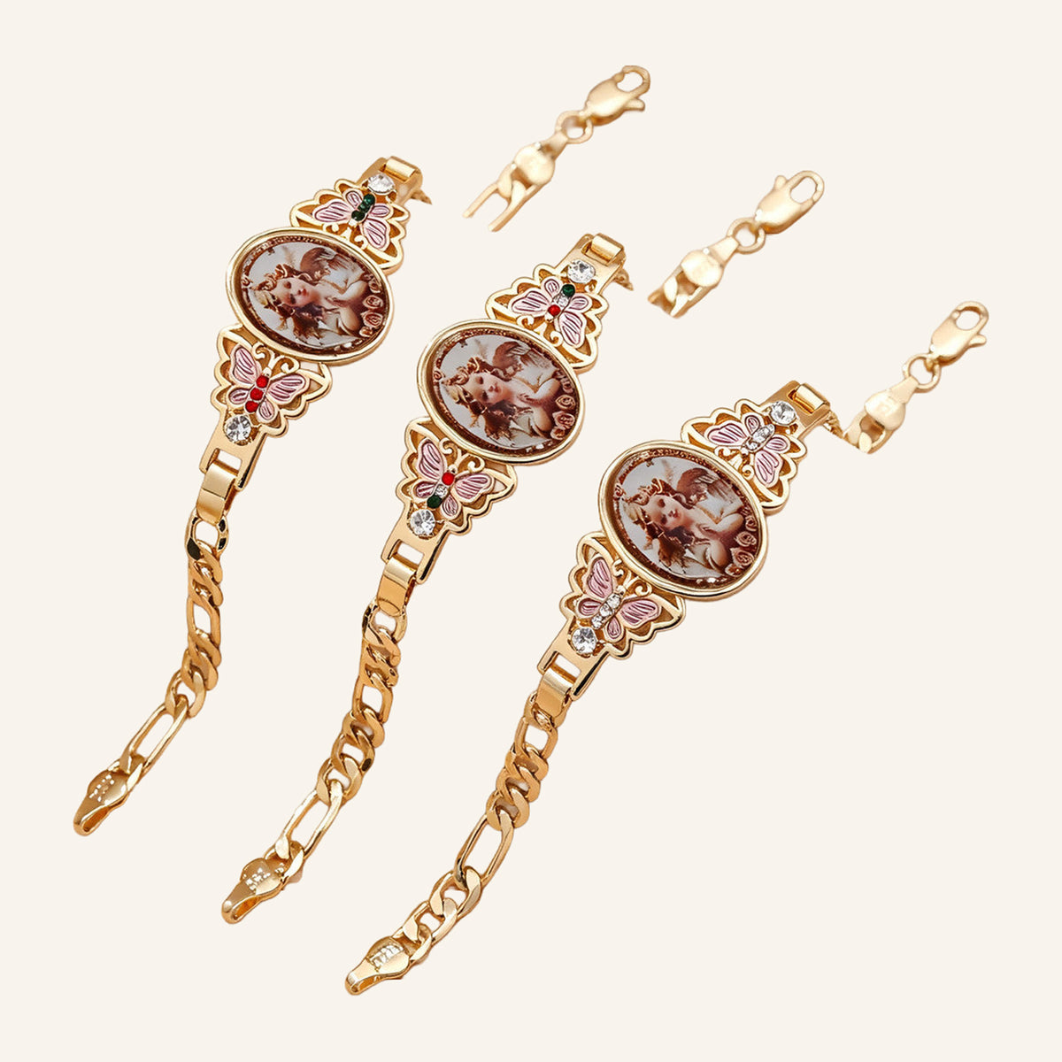 Virgen de Guadalupe Butterfly Bracelet – Color Image, Figaro Links – 2