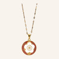 Red Enamel Cross Medal Necklace – Latin Inscription, Fine Chain