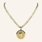 San Judas Tadeo Engraved Medal Necklace – Round, Figaro Chain – 2