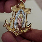 Virgen de Guadalupe anchor pendant close-up