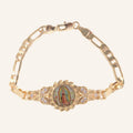 Virgen de Guadalupe Figaro Bracelet – Full Color Oval, CZ Frame