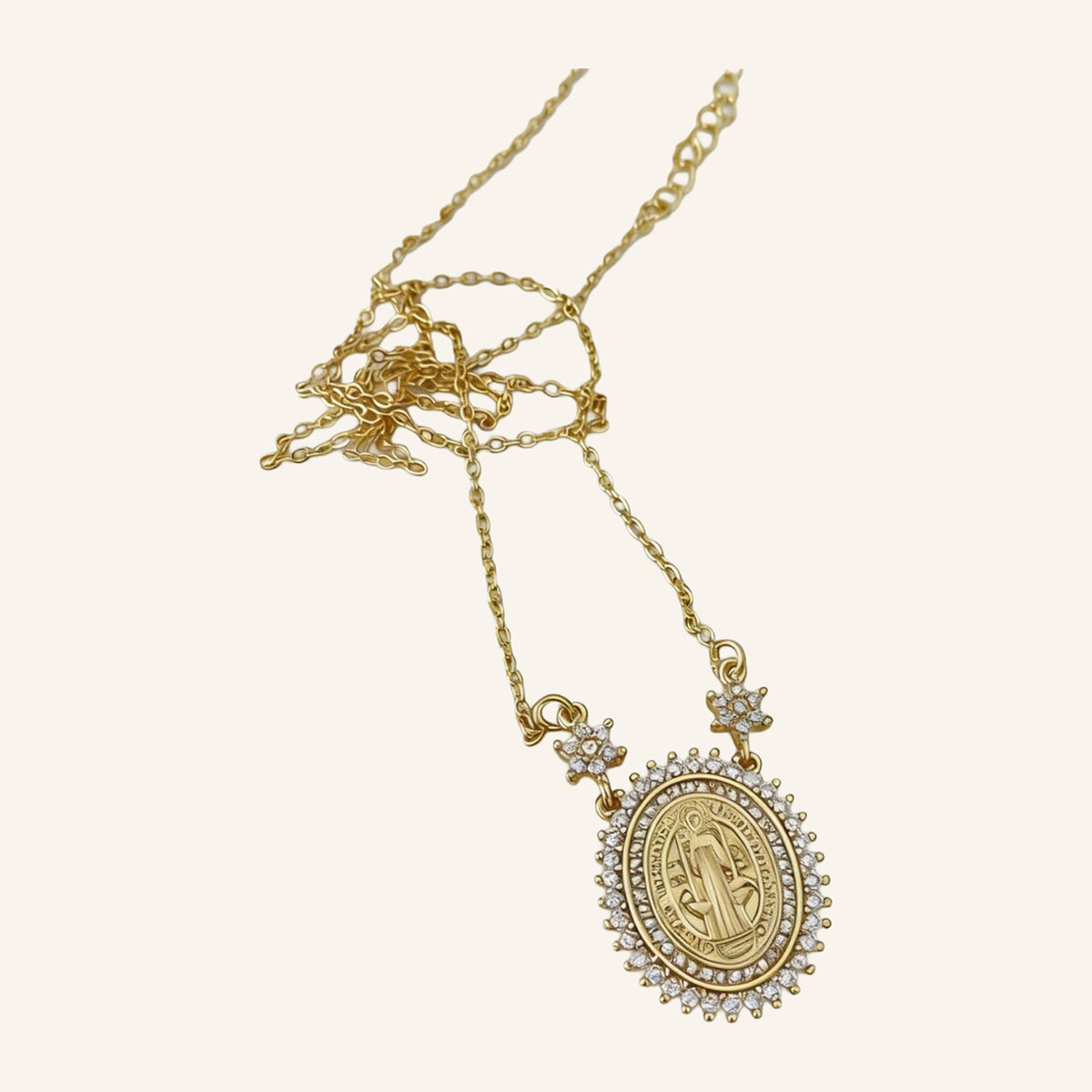 Virgen de Guadalupe Sunburst Necklace – CZ Rays, Fine Chain