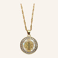 Virgen de Guadalupe Sunburst Pendant – Baguette CZ Open Frame