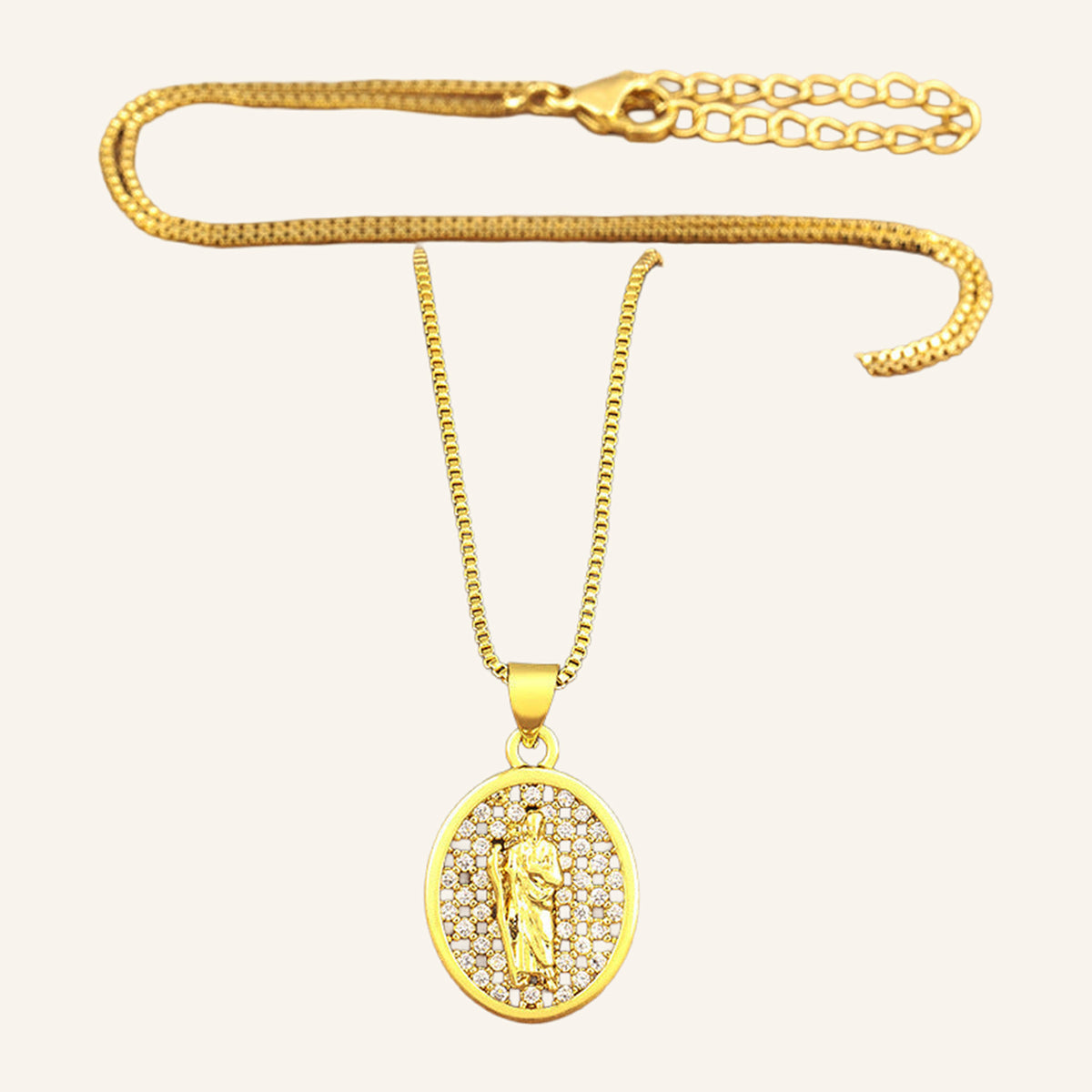 Virgen de Guadalupe Openwork Pendant – CZ Lattice Oval – 4