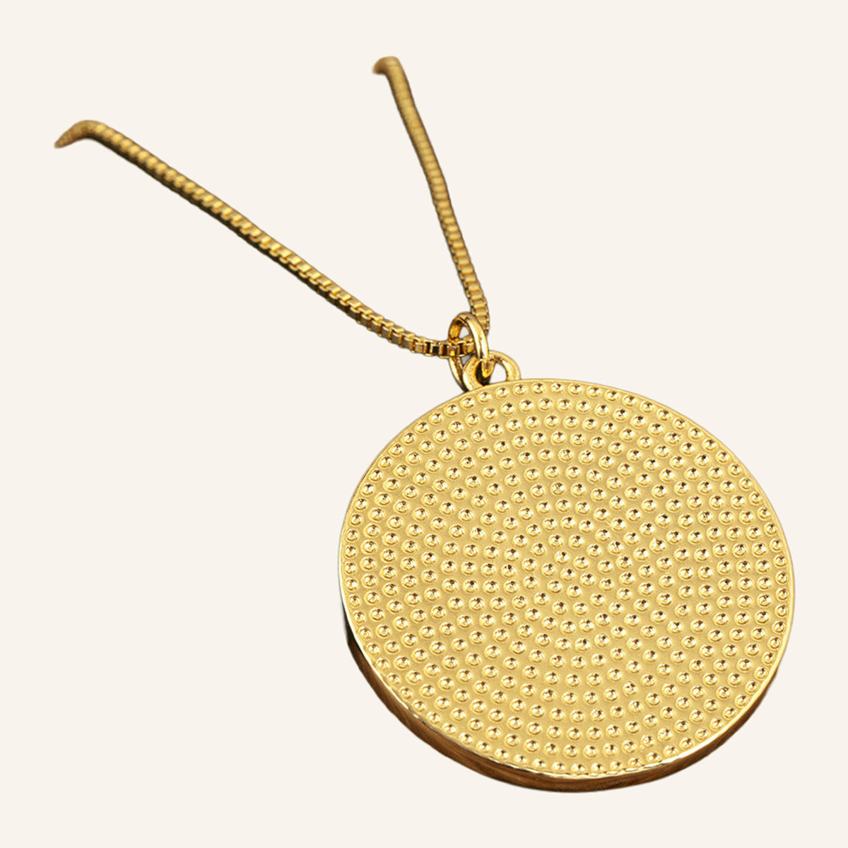 Two-Tone Devotional Medal Necklace – Silver Center, Gold Rim, Box Chain – 3