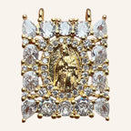Virgen de Guadalupe Jewel-Tone Pendant – Multicolor CZ, Rectangular – 2