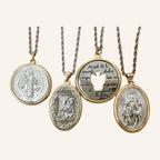 Reversible Devotional Medal Necklace – Two Images, Gold Tone – 2