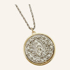 Reversible Devotional Medal Necklace – Two Images, Gold Tone