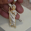 San Judas Tadeo white CZ figure pendant on the Lupe Oro gift box