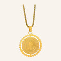 San Benito Scalloped Medal Pendant – Fine Relief, Slim Chain