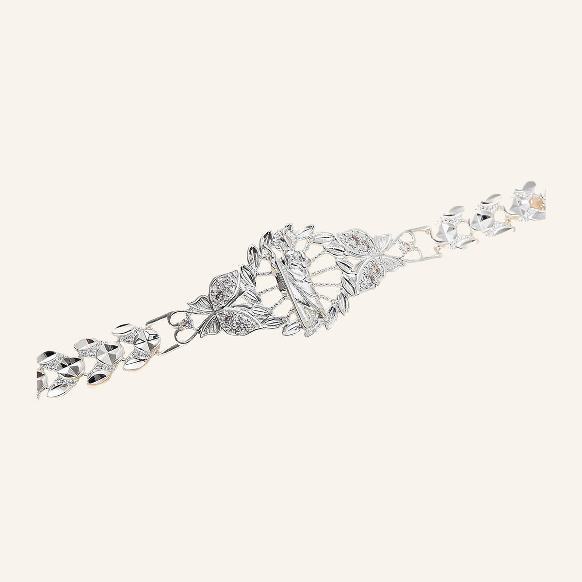 San Judas Tadeo Plaque Bracelet – Silver Tone – 3