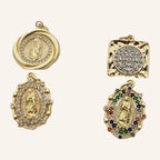 Virgen de Guadalupe Small Pendant – Color Details, Gold Tone – 3
