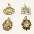 Virgen de Guadalupe Small Pendant – Color Details, Gold Tone