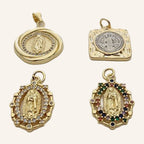 Virgen de Guadalupe Small Pendant – Color Details, Gold Tone