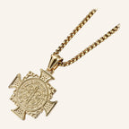 San Benito Wide Cross Necklace – Medallion Center, Box Chain – 2