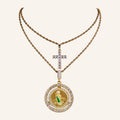 San Judas Tadeo & Cross Two-Necklace Set – CZ, Rope Chains