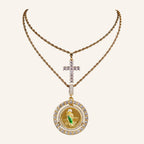 San Judas Tadeo & Cross Two-Necklace Set – CZ, Rope Chains