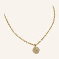 Small Round Medal Necklace – Raised Image, Fine Figaro Chain