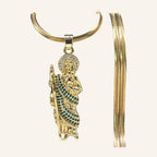 San Judas Tadeo Figure Necklace – Green CZ Robe, Snake Chain