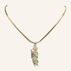 San Judas Tadeo Figure Necklace – Green CZ Robe, Snake Chain – 2