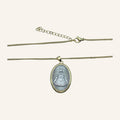 Virgen María Two-Tone Oval Medal Necklace – Silver Relief, Gold Rim